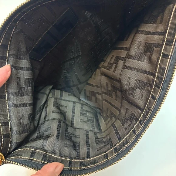 Fendi Brown Zucca Canvas Toiletry Pouch with Leather Trim - Picture 3 of 4